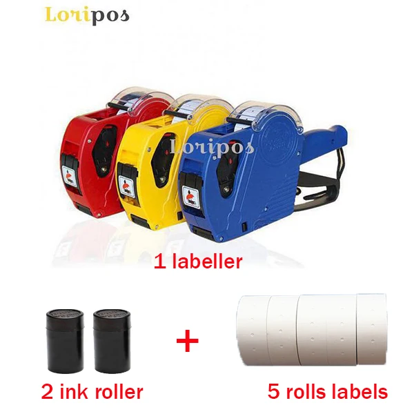 

Single Line Price Labeller Set 1, handheld pricing gun + 5500 labels + extra ink rollers, date price Labeler sticker tag printer