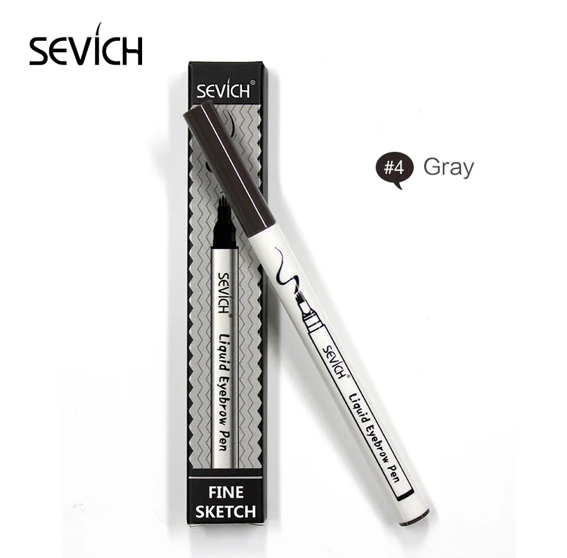Sevich карандаш для бровей Макияж Ручка для женщин и девушек Водонепроницаемый 4 кисти мягкие натуральные иглы-ручки для татуажа бровей глаз коричневый 4 цвета краски - Цвет: grey