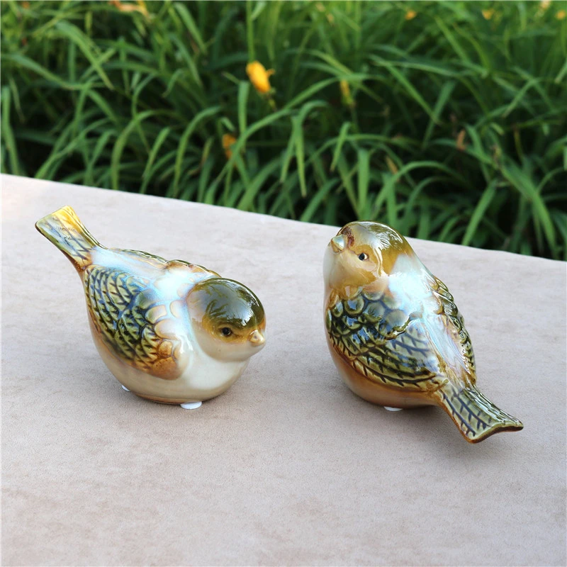 Delicate Porcelain Lovers Bird Miniature Decorative Ceramic Birdie Item