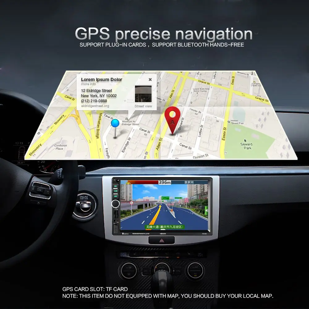Gps навигация 2 Din Автомобильный Bluetooth радио мультимедиа Mp5 плеер 7 дюймов сенсорный экран с камерой+ Карта Европы+ руль contr