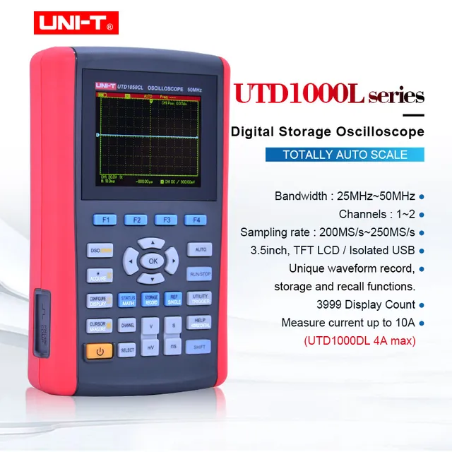 Special Price UNI-T UTD1025CL Handheld Digital Storage Oscilloscope and multimeter Single channel 25MHz Bandwidth,200MS/s Sample Rate