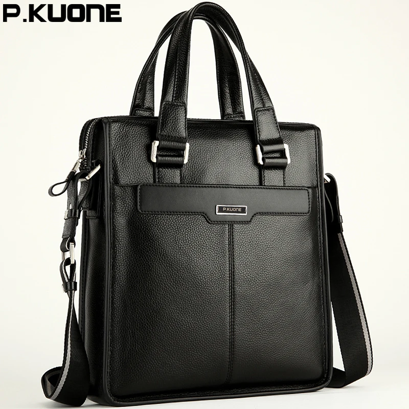 

P.KUONE Genuine Leather Men's Messenger Shoulder Bag Gentleman Business Bag Real Leather Men Crossbody Bag Brand fashion handbag