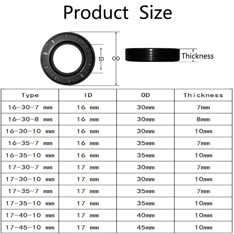 Rotary shaft oil seal 40 x 54 x height, model pack