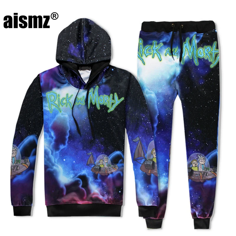 

Aismz Fashion Men Sportwear 3D Print Hoodies Sweatshirt+Pants 2 Piece Set Cartoon Tracksuit Spring Autumn Winter Sets Clothing