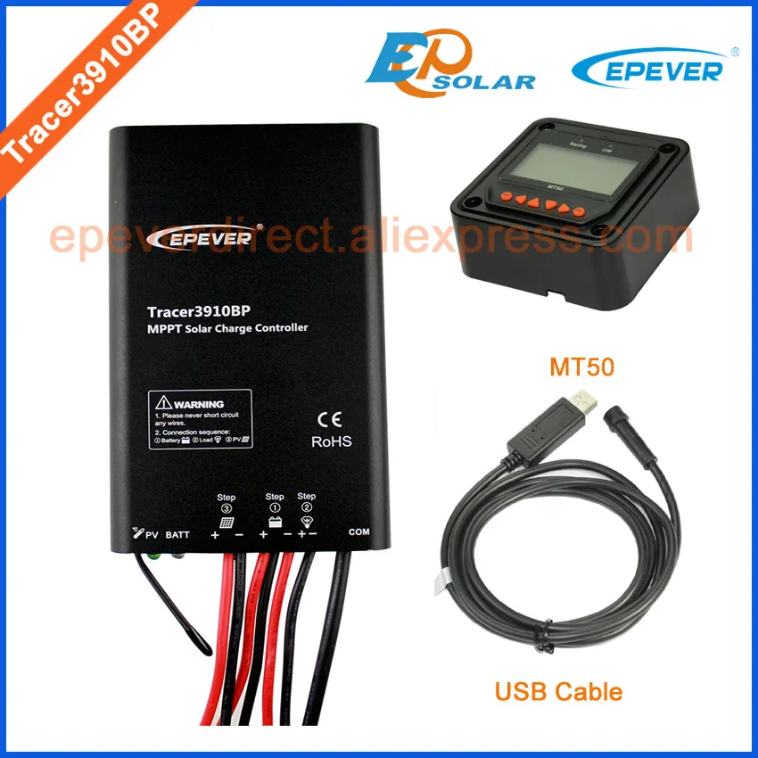 

24V 390W контроллер системы солнечных панелей Высокая эффективность Превосходное качество Tracer3910BP 15A MT50 метр и USB кабель 15 Ампер