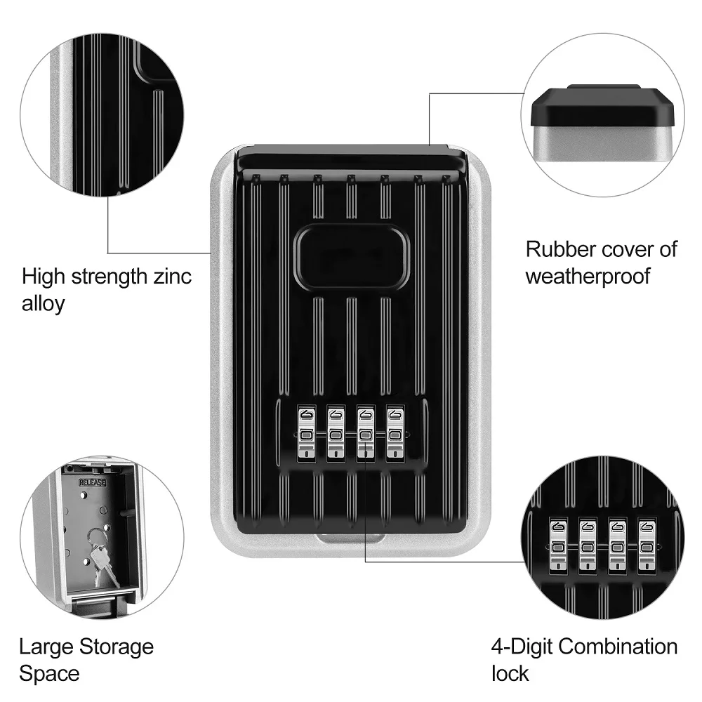 4 цифры по ценам от производителя Комбинации пароль брелок для ключей настенный Сейф ящик для ключей на открытом воздухе безопасности замок для хранения Коробка для хранения ключей Органайзер чехол