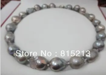 

ddh001753 HUGE 18"15-21MM NATURAL AUSTRALIAN SOUTH SEA GENUINE GRAY BAROQUE PEARL NECKLACE