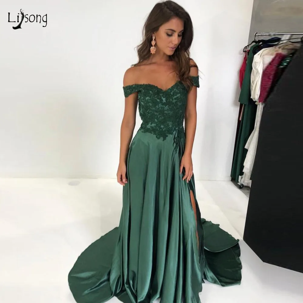 

Simple Fashion Evening Dresses High Side Split A-line A-line Long Evening Gowns Appliques Lace Formal Dress Robe De Soiree