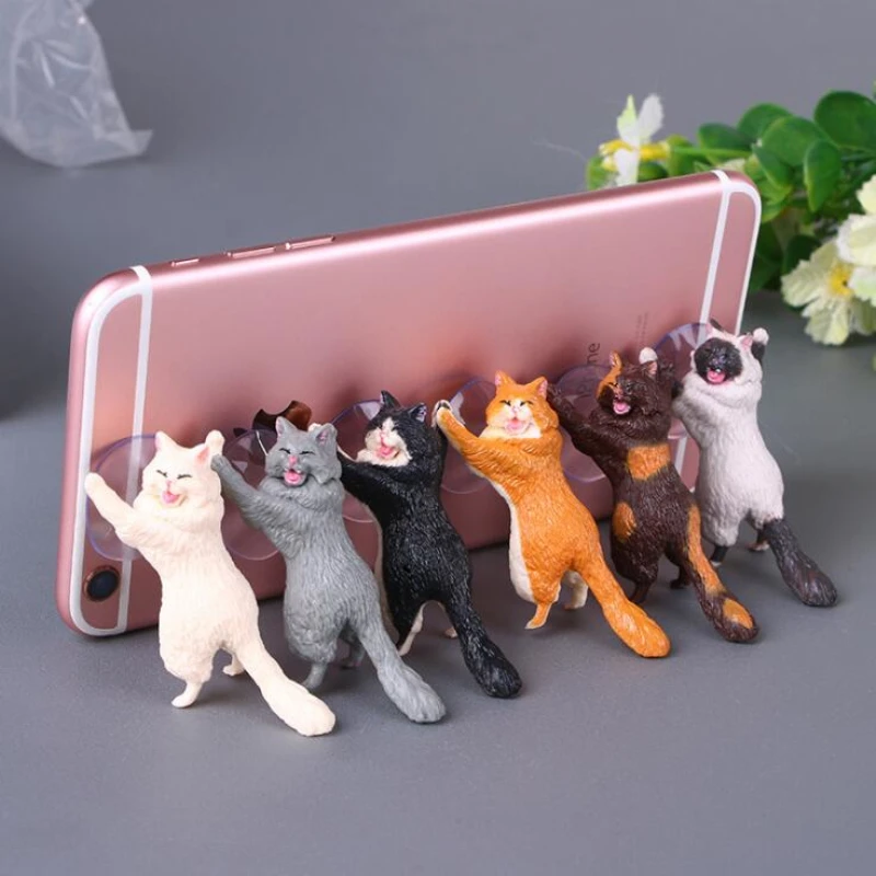 Cat-Sucker-Animal-Phone-Bracket-Ornament-Home-Decoration-pvc-Craft-Decor-DIY-Drop-Shipping
