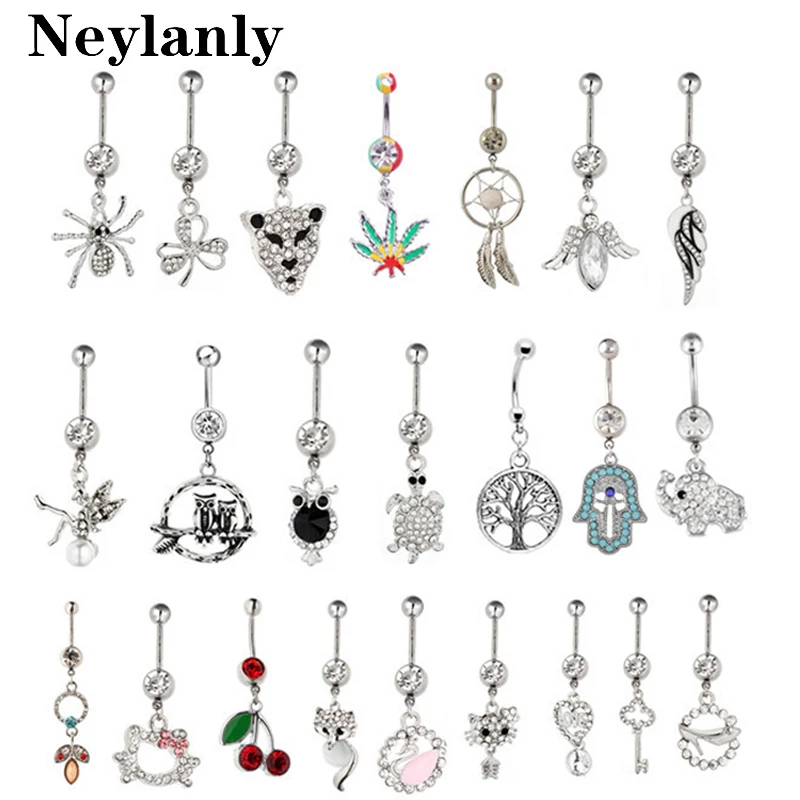 

12PCS Mix Design Women Body Jewelry Navel Piercings Animal Belly Button Rings Navel Rings Women Girls Bikini Bijoux Bar B0001