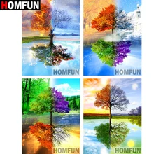 HOMFUN 100% plein carré/rond perceuse 5D bricolage diamant peinture