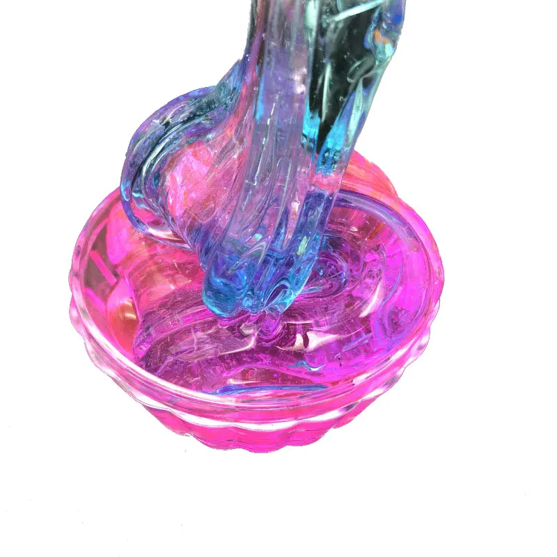 КолорБлок градиент кристально чистый светильник глина слизи пушистый грязь слизи игрушки шпатлевка мягкая глина поставки слаймов аксессуары - Цвет: pink and blue