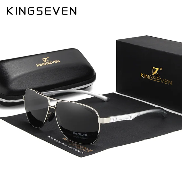 KINGSEVEN 2022 Brand Men Aluminum Sunglasses Polarized UV400 Mirror Male Sun Glasses Women For Men Oculos de sol Silver Gray