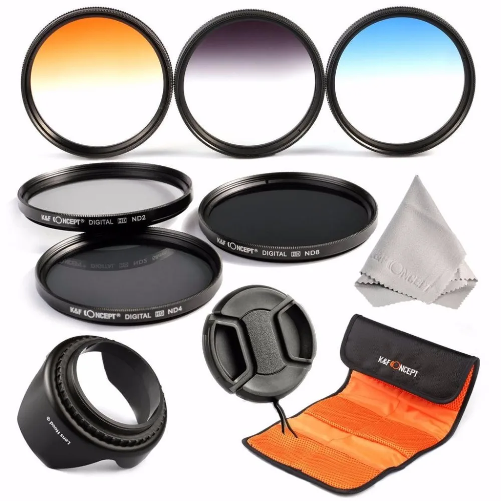 KF CONCEPT 52mm/58mm Neutral Density ND2 ND4 ND8 3Pcs Filter Kit+Graduated  Grey Blue Orange Lens Filter Set for all DSLR Lens|Camera Filters| -  AliExpress