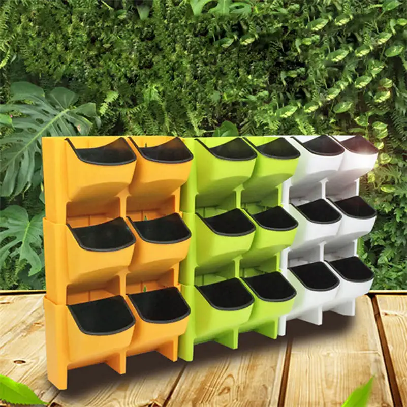 Stackable Outdoor Wall Planter Garden Hanging Flower Plant Pot-in