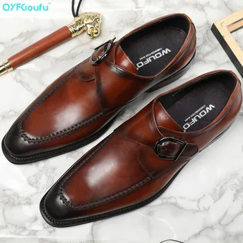 

QYFCIOUFU Brand Fashion Italian Men Genuine Leather Dress Shoes Designer Luxury Wedding High Quality Oxford Hasp Shoes Men Flats