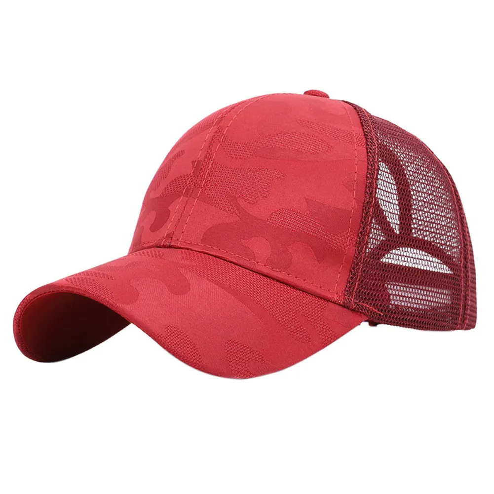 

Women Sunshade Camouflage Mesh Sports Summer Fashion Snapback Vacation Hip Hop Baseball Cap Lightweight Outdoor Ponytail