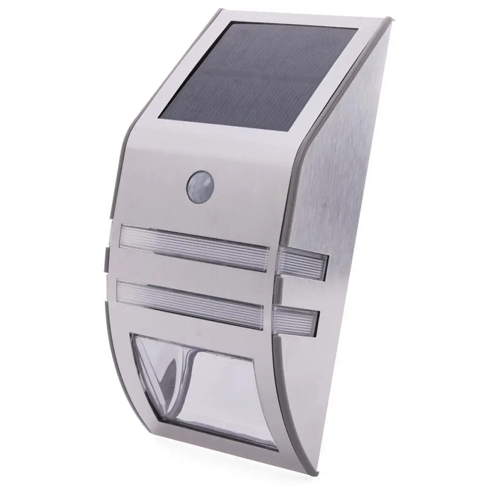 

FeimefeiyouSolar Powered Motion PIR Motion Sensor Security Wall Flood Path Light 2 LED Bulb Outdoor Yard Wall Lamp Garden Silver