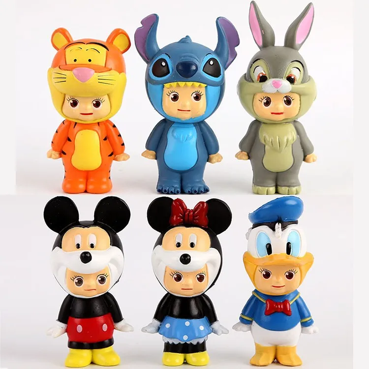 6pcs lot Sonny Angel Cosplay Duck Tiger Lilo Stitch Pluto Goofy PVC Action Figures Collectible Model