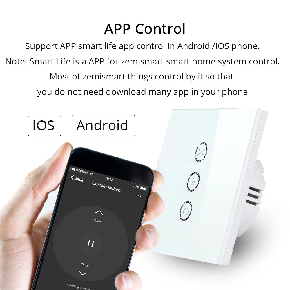 Smart Blind Motor Zemismart Google Home Alexa Echo Curtain Switch Blind Switches For Standard Roller Motor Slide Engine Wifi APP Siri Control