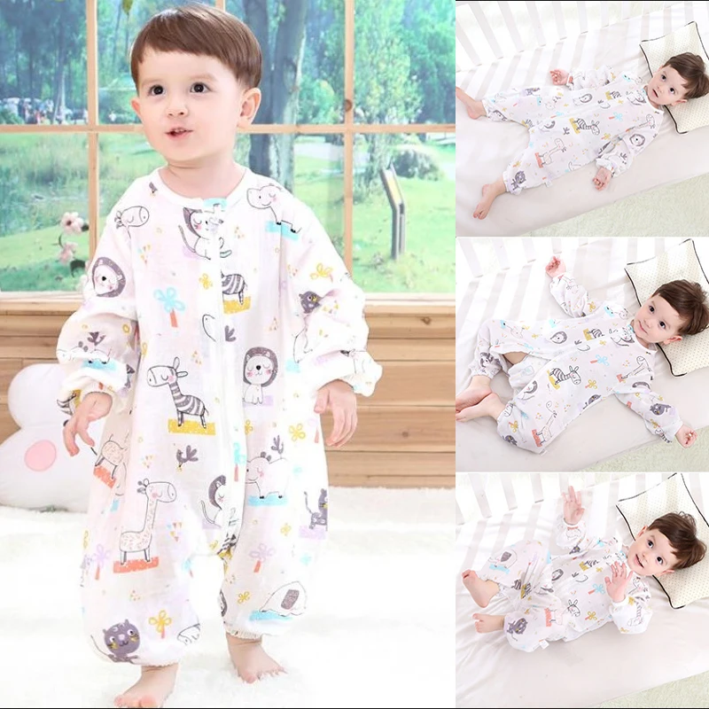 

0-5 Years Old Summer Kid's Newborn Gauze Split Leg Sleeping Sack bag Double Cotton Breathable Baby Toddler Anti-kick Pajamas