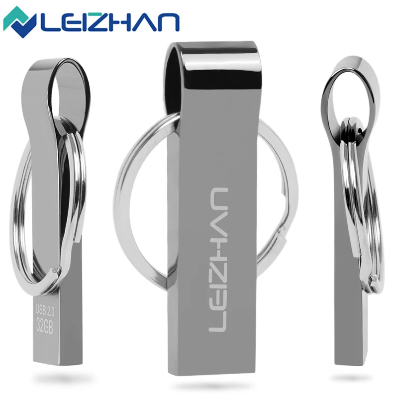  Waterproof Metal key Ring Pen drive USB Flash Drive PenDrive 64GB 32GB 16GB 8GB 4GB USB 2.0 Flash drive Memory Flash card Stick  