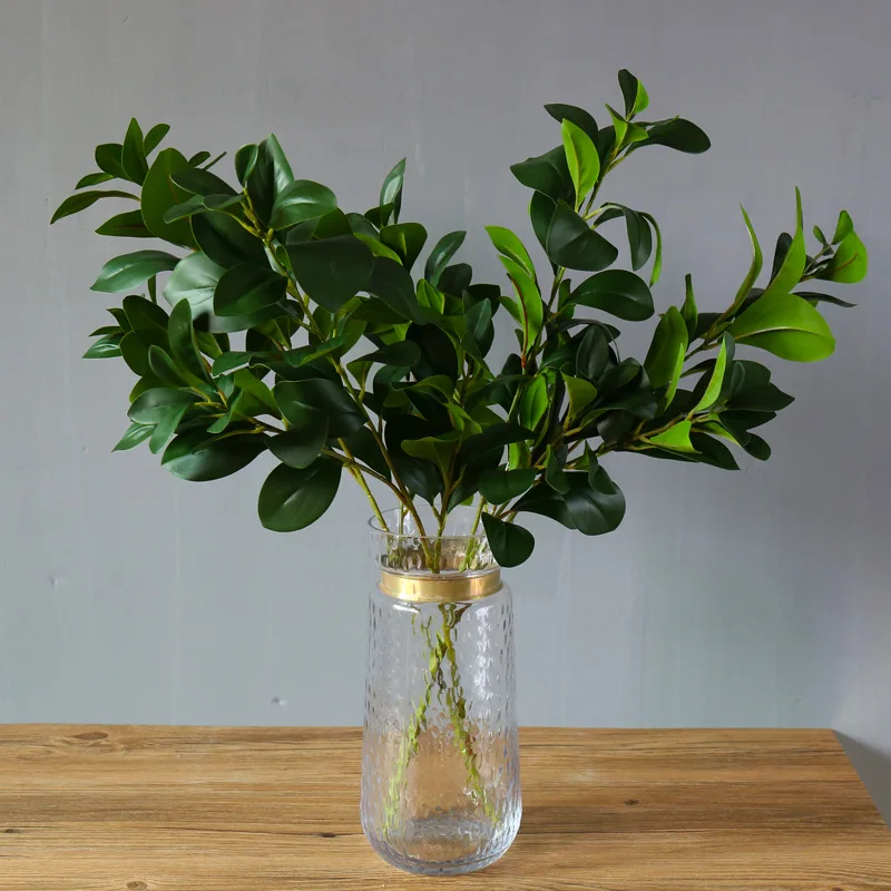 Flone 3 Branch Artificial Green Plant Fake Real Touch Plant Simulation Plant Flowers Bouquet Wedding Home Party Decor Floral  (11)