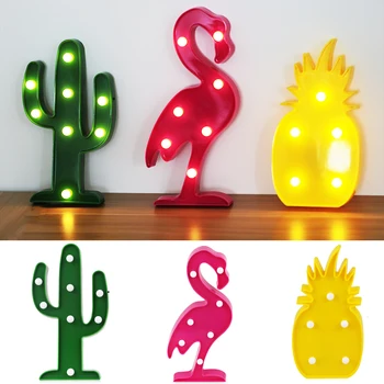 

3D LED Lamp Night Lights Flamingo Light Pineapple Cactus Table Lamp for Christmas Decorations Party Novelty LED Battery Lighting