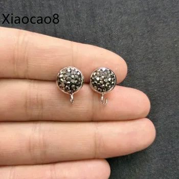 

20 Pieces Jewelry Connectors for Making Earrings Black Rhinestone 8MM Metal Stud Earrings with Hook Handmade DIY Accessories