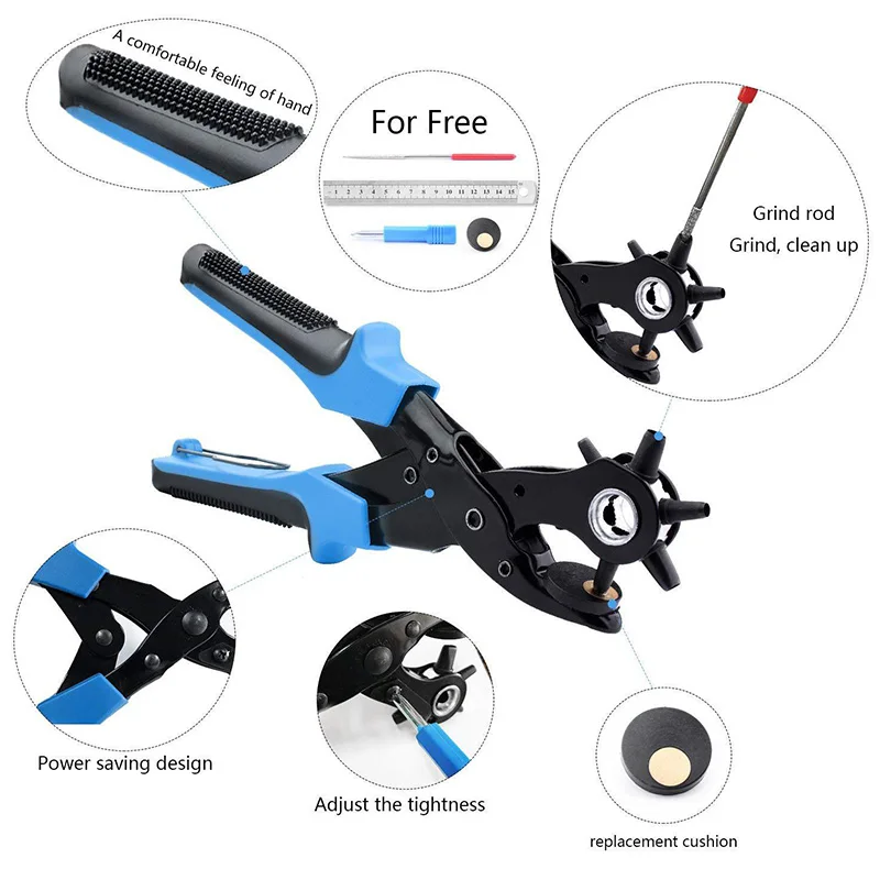 Многофункциональный перфоратор для ремня, кожаный перфоратор, плоскогубцы, бытовые ручные инструменты, ремень для часов, перфораторы с 6 размерами отверстий