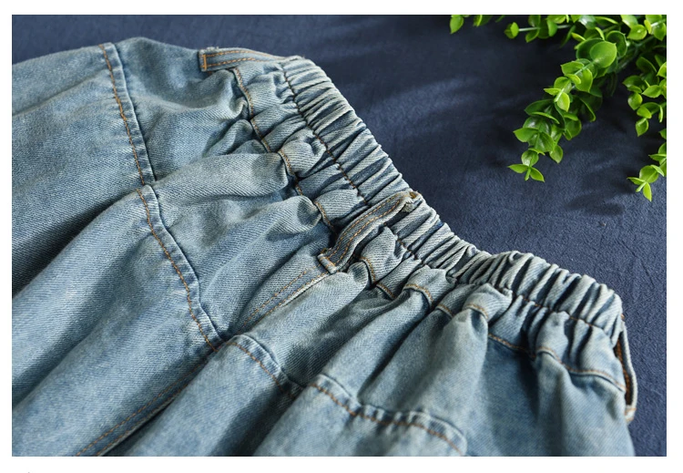 2019 New Women Loose Jeans Casual Denim Harem Pants Plus Size Elastic Waist Washed Jeans Trousers 8