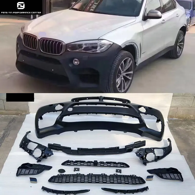 

F16 X6 X6M Style PP Car Body kit Unpainted front bumper rear bumper side skirts exhaust for BMW F16 X6 2014UP
