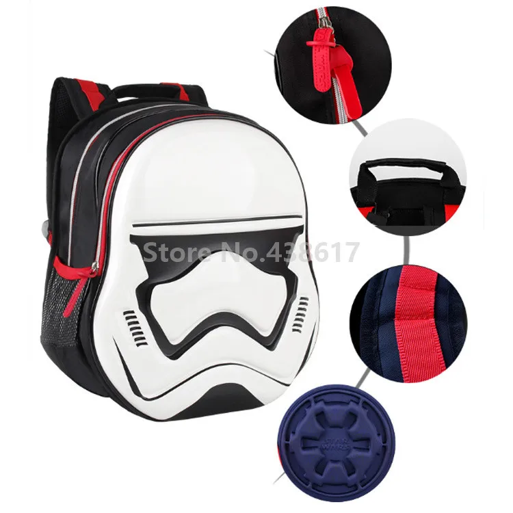 New 3D Black Blue Star Wars Stormtrooper Boys School Bag For Kids Children Primary School Book Backpack Bag