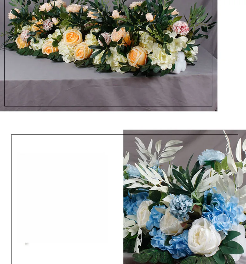 Flone 50cm Artificial Silk Rose Flower Row For Pink Wedding Decoration Arch Road Lead Window Party Decor Fake Flowers Home Art (14)