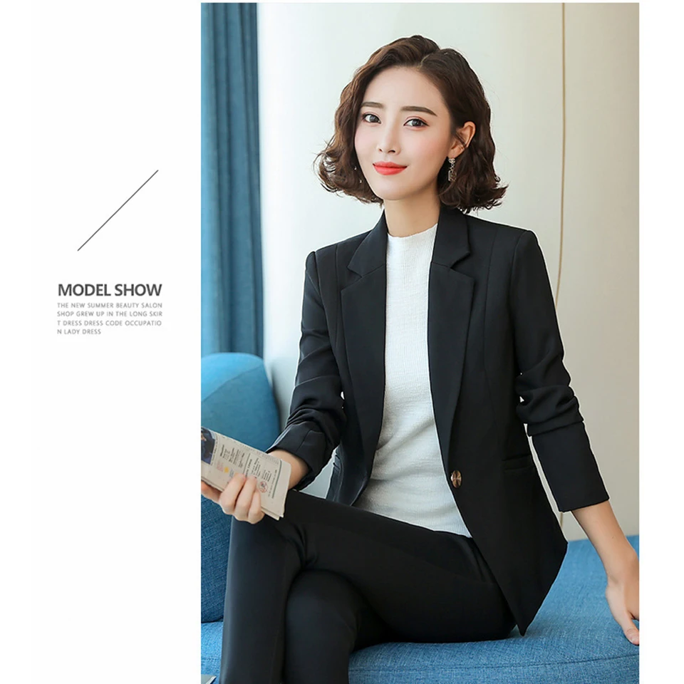 4XL Plus size suit women's jackets autumn and winter new pure color button slim OL suit long sleeves blazers