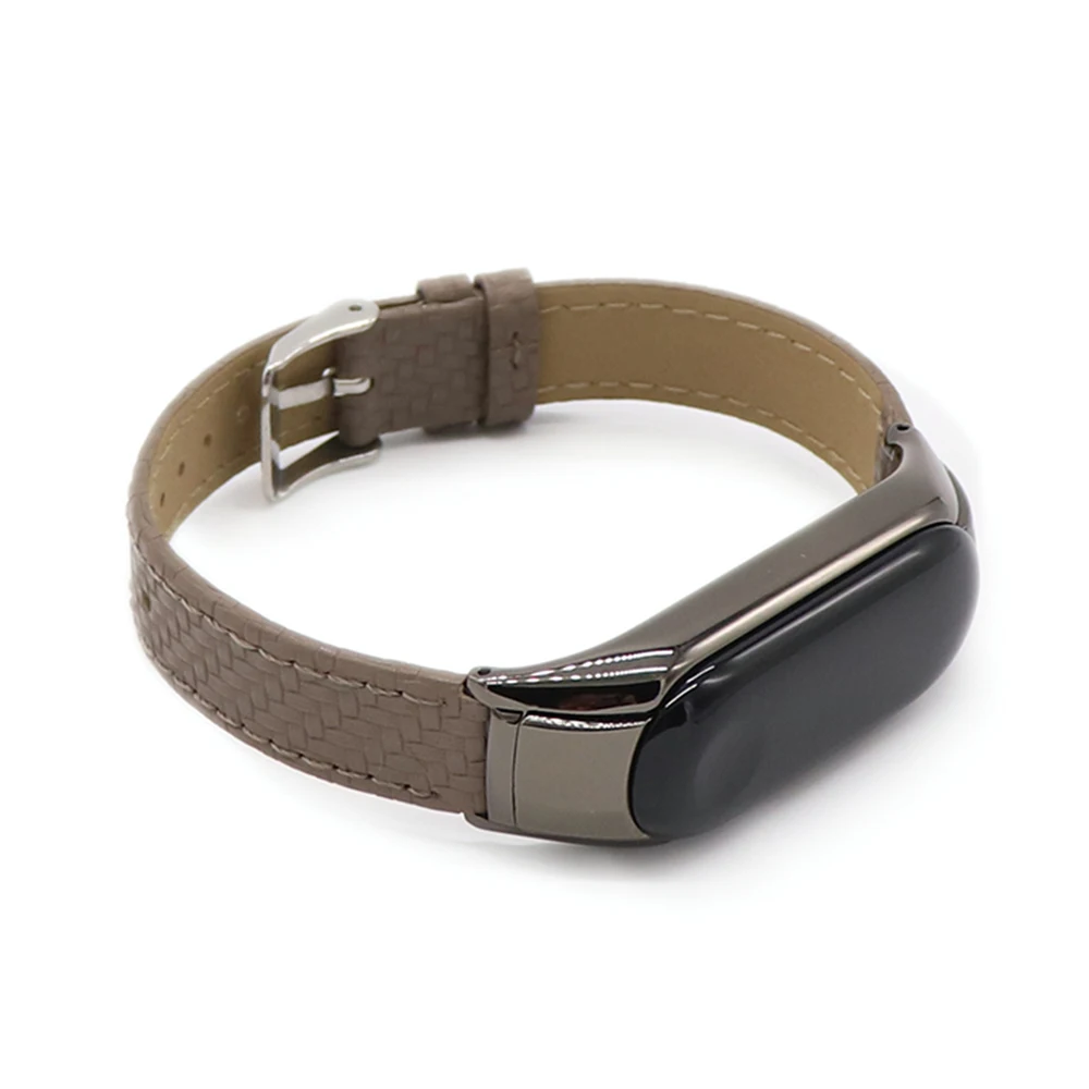 Сменный ремешок на запястье браслет для Xiao-Mi Band 3/4 4 цвета тканый узор кожа универсальные умные наручные часы ремни Новинка