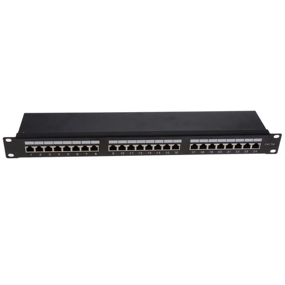 

HOT 19inch 24Port CAT5E LAN Network Shielded Staggered Blank Rack Mount Patch Panel