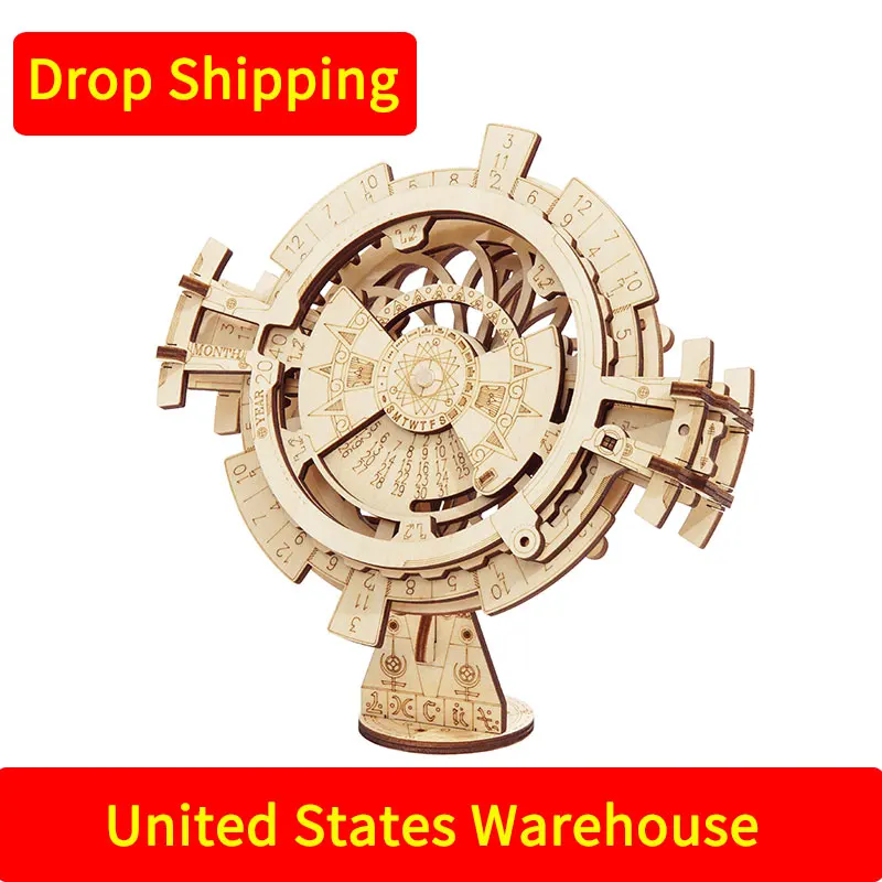 

For Drop Shipping in United States DIY 3D Wooden Puzzle Perpetual Calendar Assembly Model Building Kit Toys for Children LK201