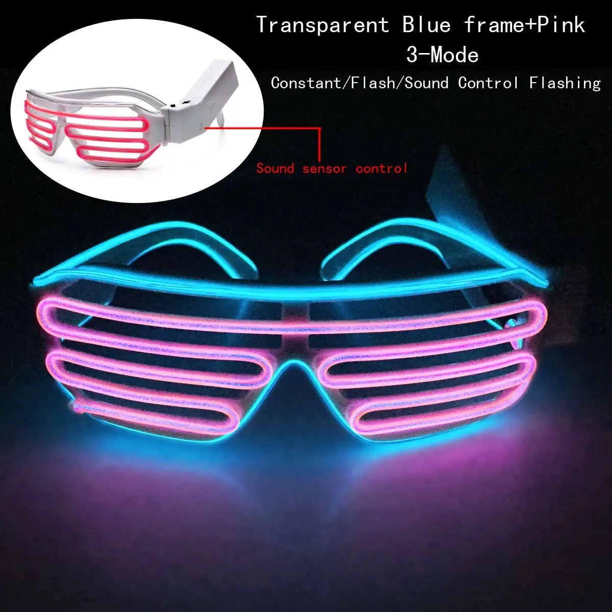 El Wire Neon LED Light Up Shutter Shaped Glasses for Rave Costume Party Red Fine 