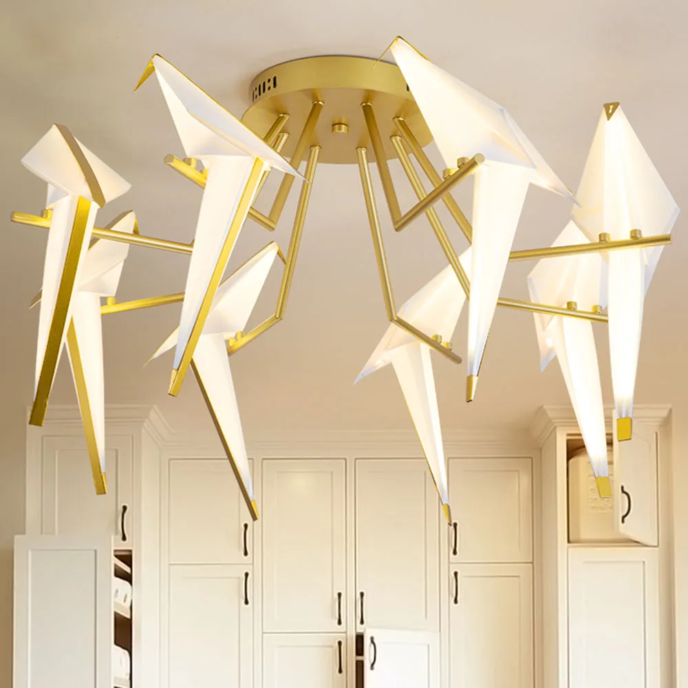 

Nordic Modern Paper Crane LED Ceiling Light Kit for Kids Children Bedroom Living Room Ceiling Lamp Light Fixture Home Decor Art