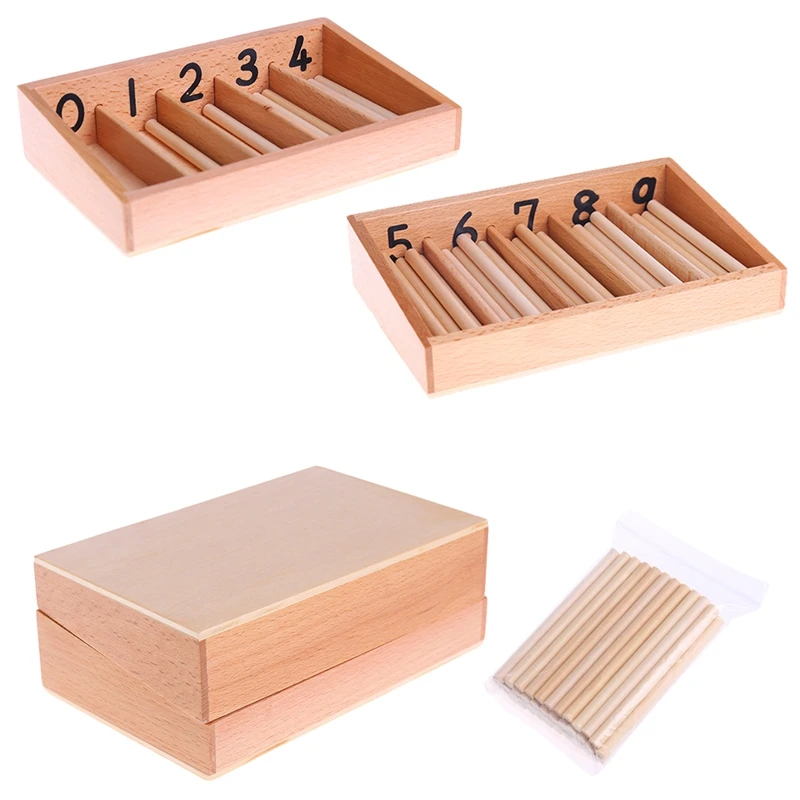 

Montessori Wooden Spindle Box 45 Spindles Mathematics Counting Educational Toy