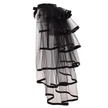 Festa tutu cauda em camadas tule saia burlesque steampunk preto malha plissado em camadas destacabl agitação overskirt