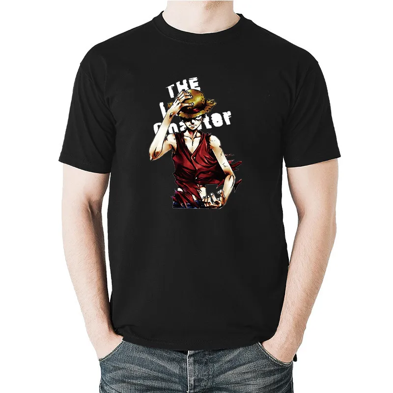 Summer Man's One Piece Hot Blood T-Shirt Teen Luffy Clothes JP Anime Short Sleeve Shirt Boy Action Cartoon Tops Men tshirt | Мужская