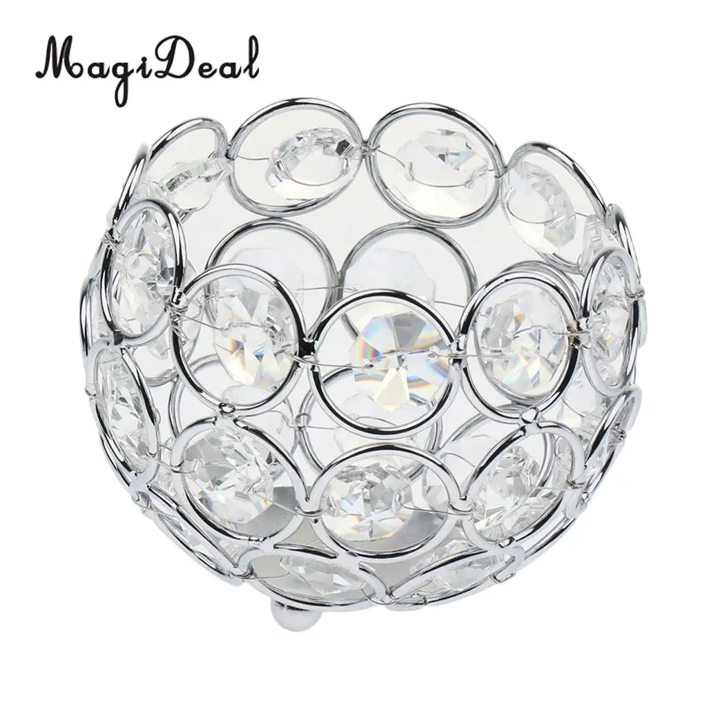 12 Pieces Votive Tea Light Candle Holders Silver/Gold Crystal Beads Candlestick Wedding Table Centerpieces Home Office Decor