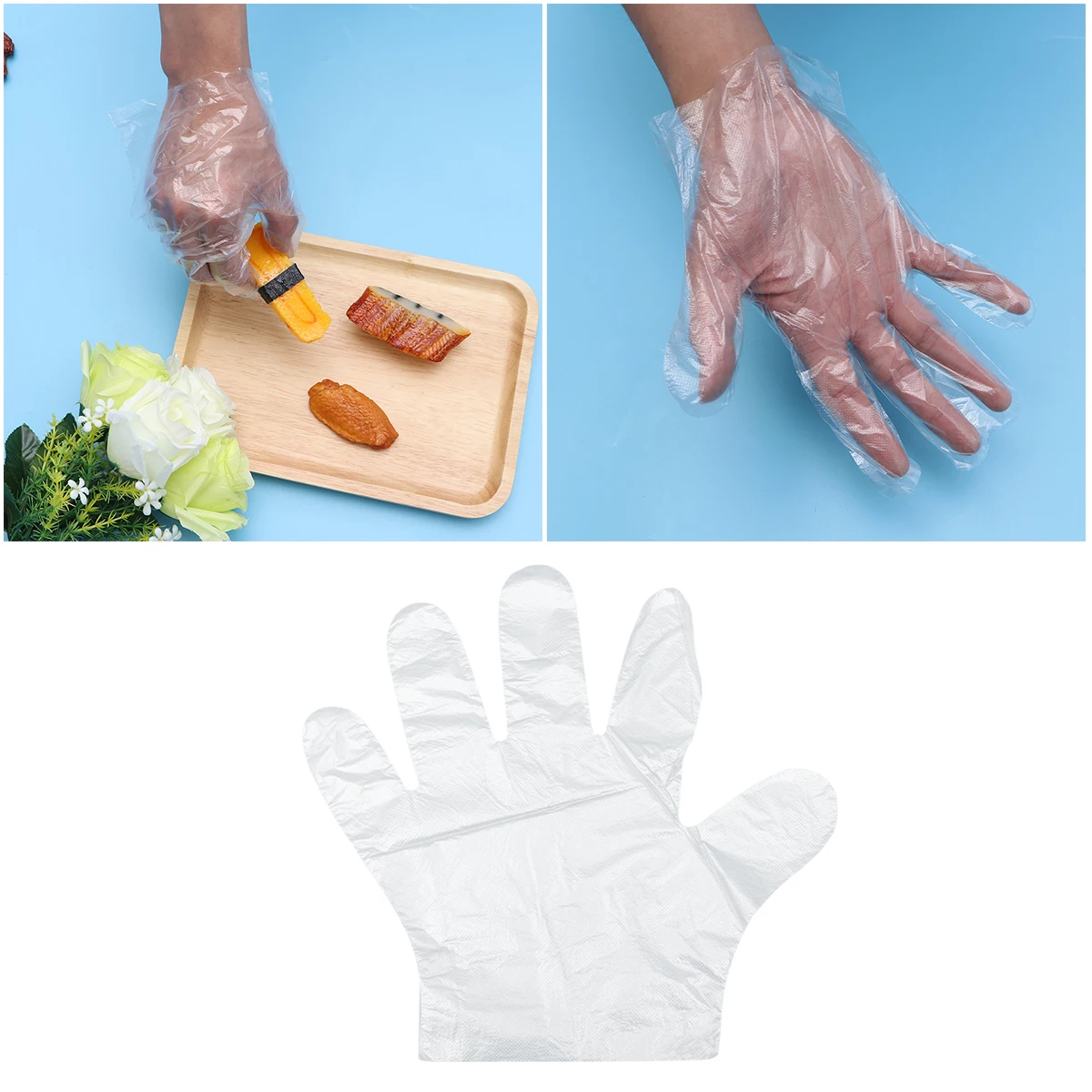 500 шт./упак. одноразовые пластиковые ПЭ перчатки для дома для кухни, ресторана, приготовления еды промышленной медицинской очистки