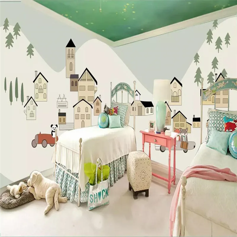 

Cartoon animal park children's room background wall professional production mural wallpaper wholesale custom photo wall