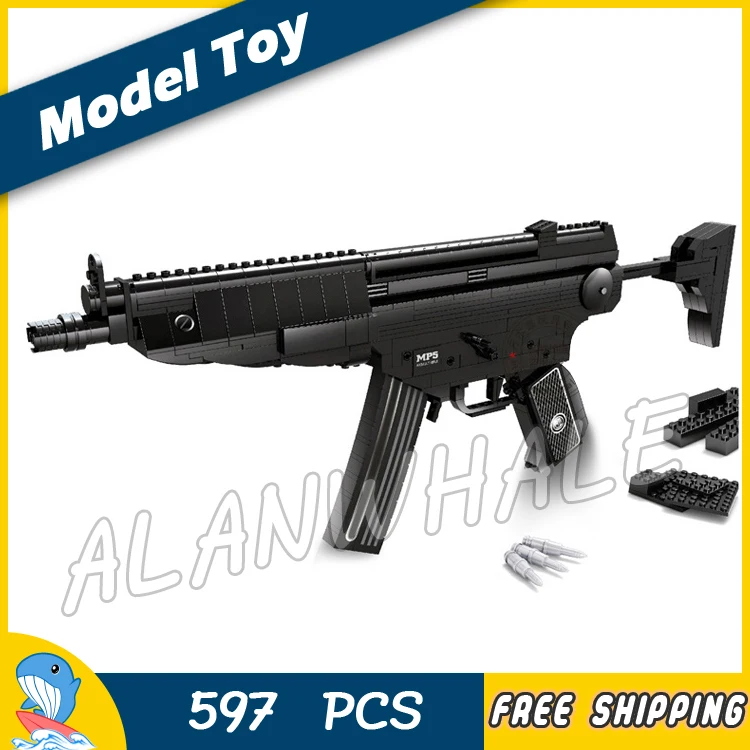 

597pcs Model MP5 Toy Tommy Machine Gun Weapon For Military Assault Soldiers Building Kit Blocks Toys Brick Compitable with Lego
