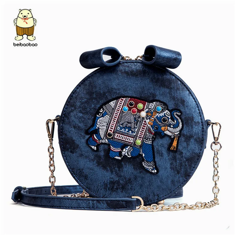 

Beibaobaosmall round female new summer 2018 han edition joker chain inclined shoulder bag bag embroidered fashion small