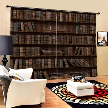 

Blackout curtain bookshelf curtains photo Blackout Window Drapes Luxury 3D Curtains For Living room Bed room Office