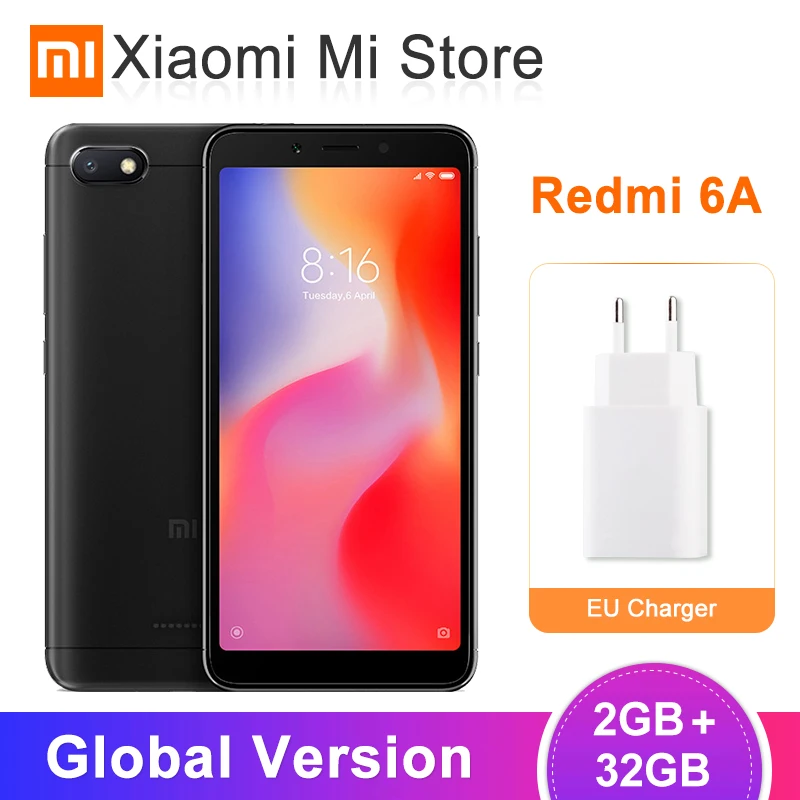 Глобальная версия Xiaomi Redmi 6A 2 ГБ 32 смартфон 5 45 &quot18:9 полный экран MTK Helio A22